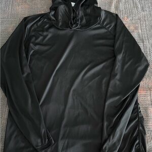 Black Hooded Long Sleeve Top